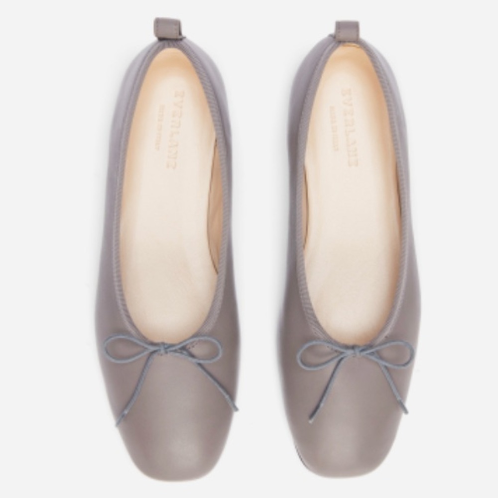 NIB EVERLANE Day Glove Ballet Flats 8.5 Italian Leather Minimal Grey Gray 8H
